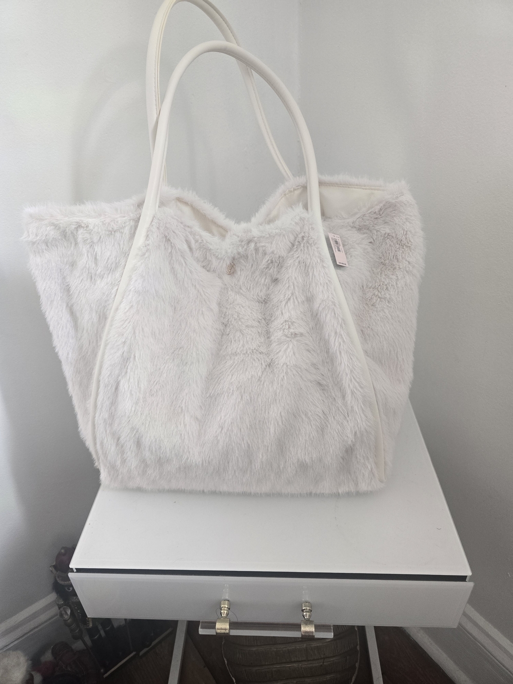 Faux Fur Tote Bag in Ivory - Women Bags